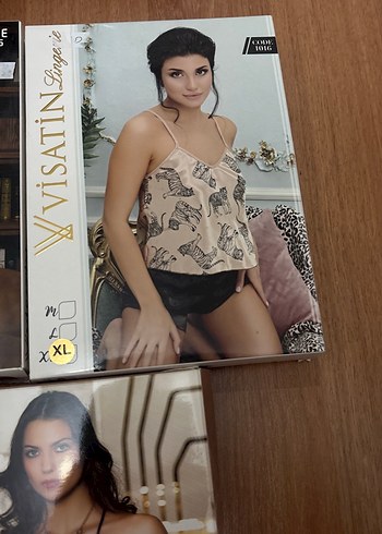 Siyah İnce Askılı Mini Kadın Pijama Takımı saten - Görsel 3