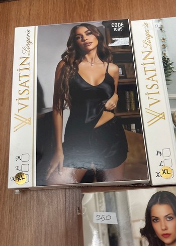 Siyah İnce Askılı Mini Kadın Pijama Takımı saten - Görsel 2