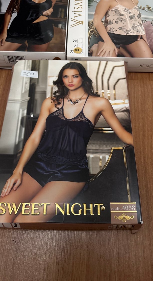 Siyah İnce Askılı Mini Kadın Pijama Takımı saten - Görsel 4