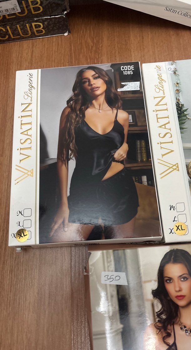 Siyah İnce Askılı Mini Kadın Pijama Takımı saten - Görsel 2