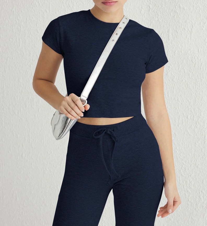 Kadın Lacivert  İspanyol Paça Pantolon üst takım - Görsel 2