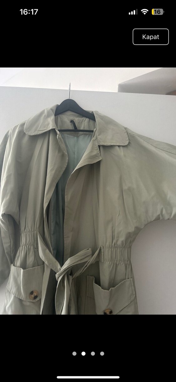 Kadın Keten Kuşaklı Midi Trençkot - Görsel 2