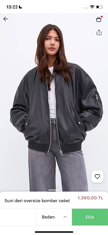 suni deri oversize bomber ceket