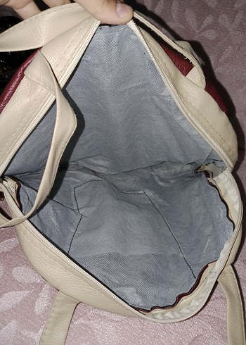 Vintage Bordo Fermuarlı Deri Kadın Çanta - Görsel 3