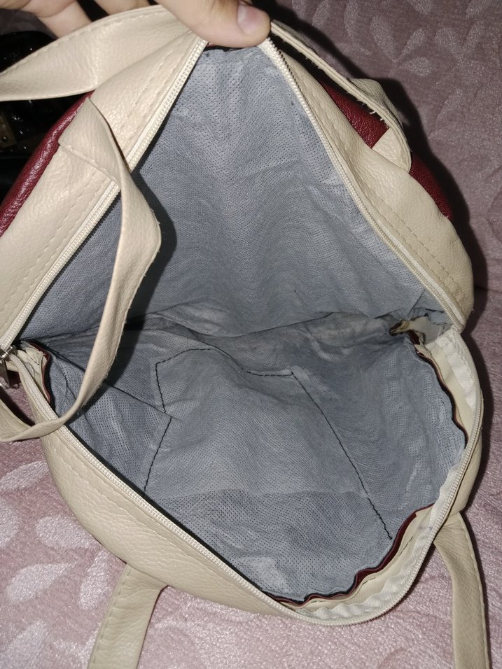 Vintage Bordo Fermuarlı Deri Kadın Çanta - Görsel 3