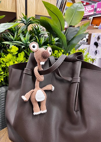 Kahverengi El Yapımı / Çanta süsü - Görsel 2