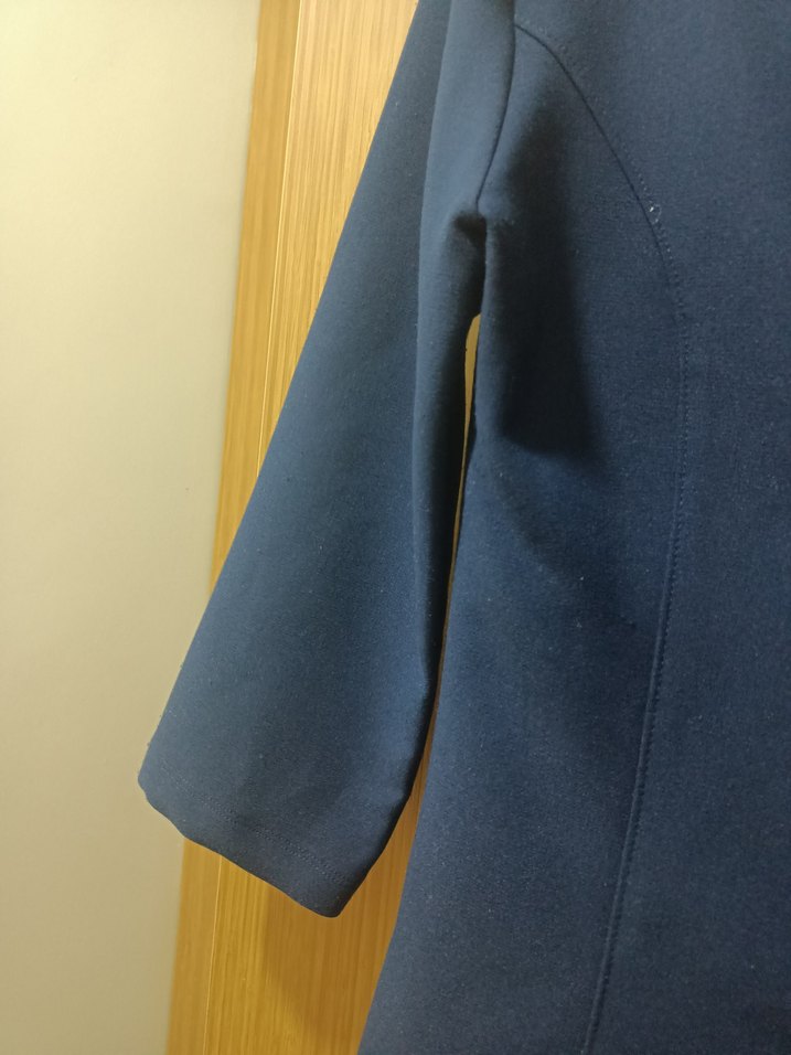 Lacivert V Yakalı Midi Kadın Elbise - Görsel 4