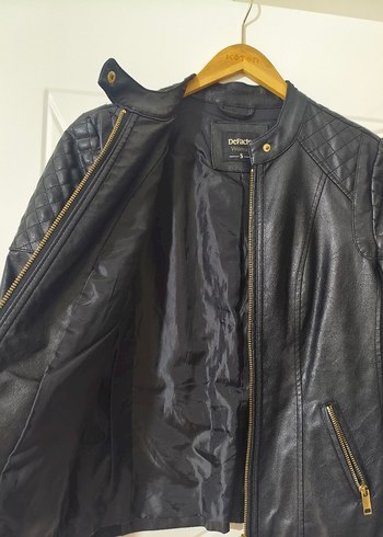 Siyah Deri Biker Ceket - Görsel 3