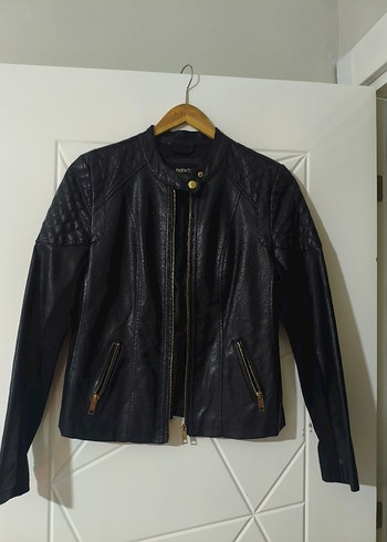 Siyah Deri Biker Ceket - Görsel 2