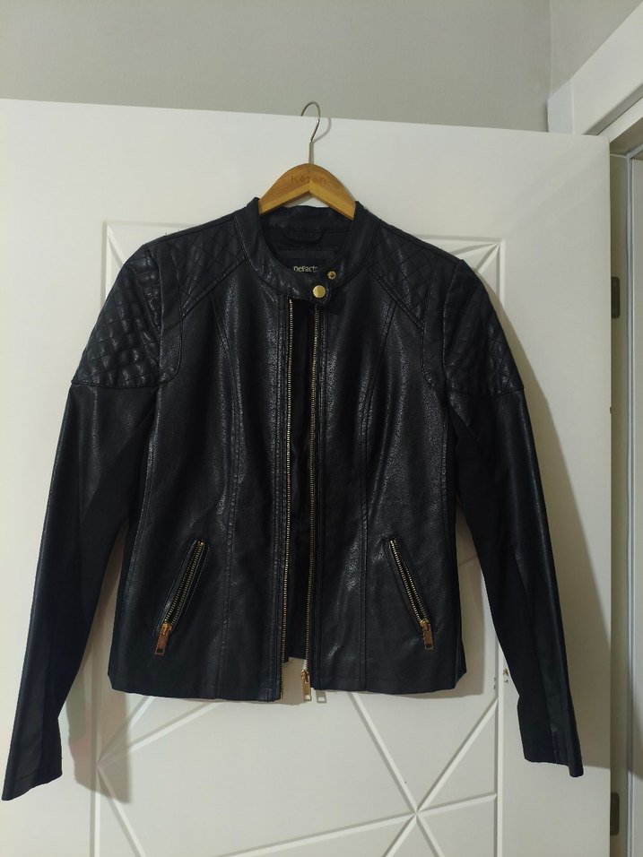 Siyah Deri Biker Ceket - Görsel 2