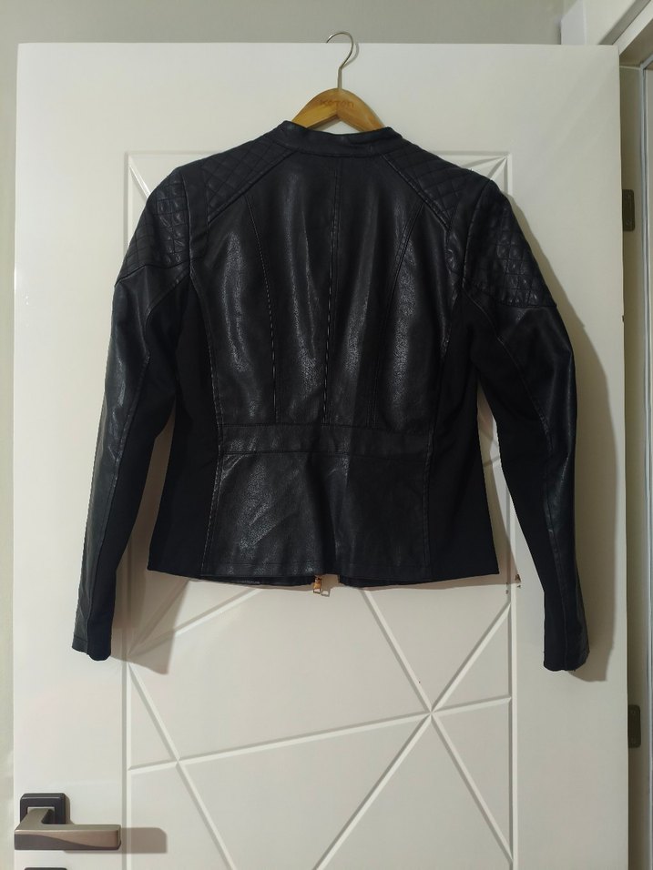 Siyah Deri Biker Ceket - Görsel 4