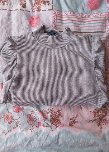 Gri Yüksek Yakalı Kadın Triko Kazak - Görsel 3