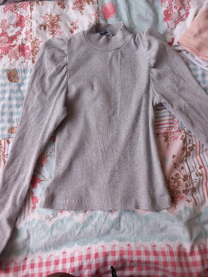 Gri Yüksek Yakalı Kadın Triko Kazak - Görsel 2