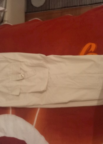 Beyaz Rahat Kesim Kadın paraşüt Pantolon - Görsel 2