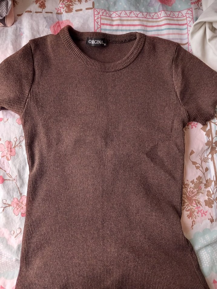 Kahverengi Bisiklet Yaka Kadın bluz - Görsel 2