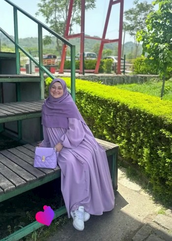 Uzun Kol Düğmeli Açık Lila Elbise - Görsel 2