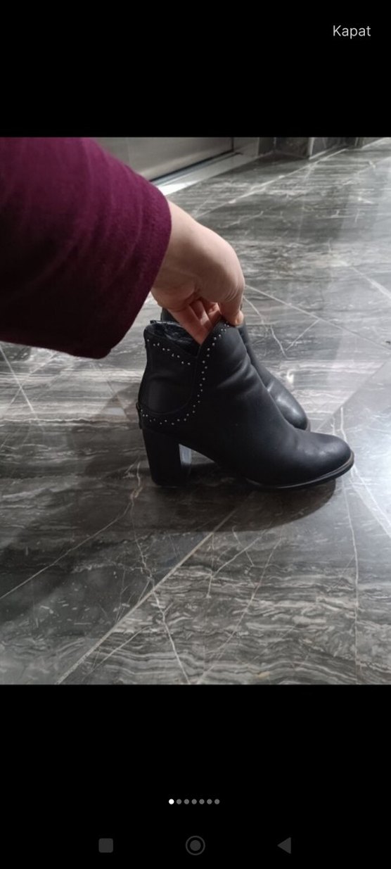 Siyah Deri Kadın Topuklu Goth Bot - Görsel 4