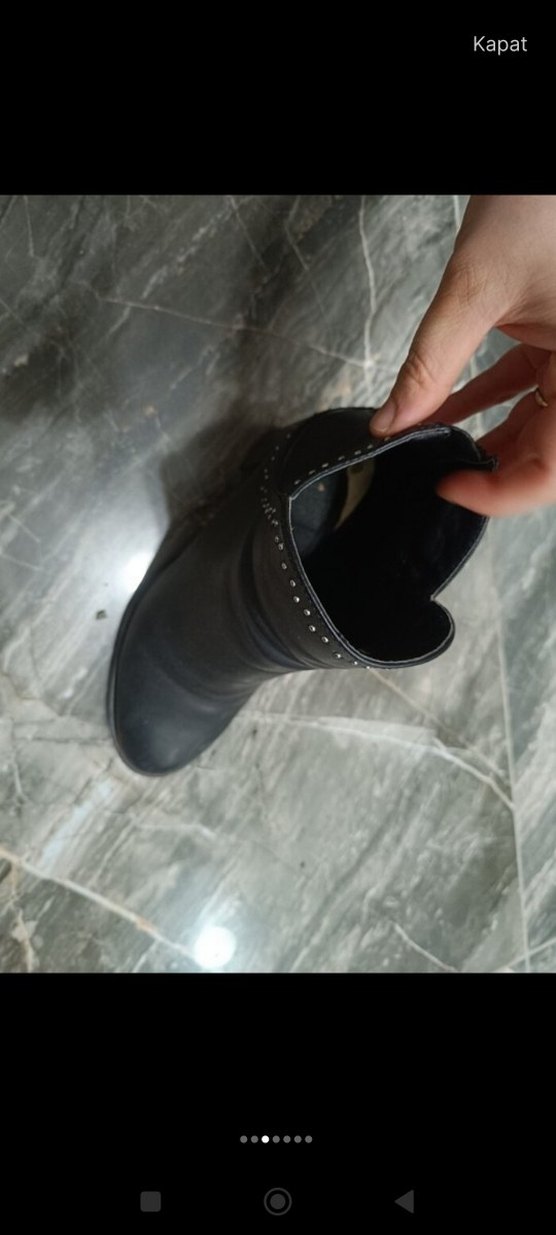 Siyah Deri Kadın Topuklu Goth Bot - Görsel 2