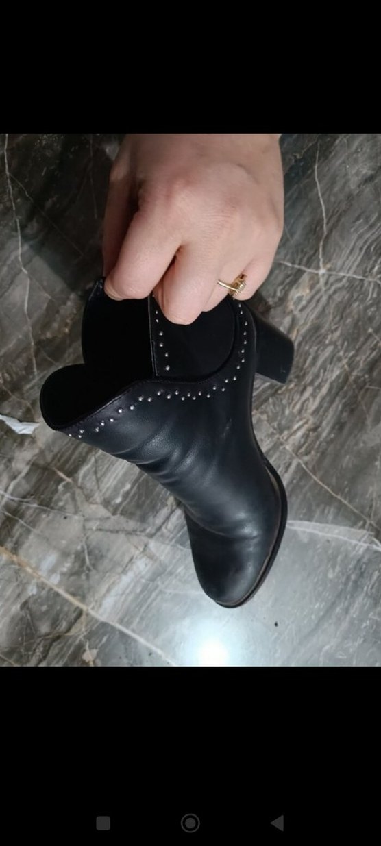 Siyah Deri Kadın Topuklu Goth Bot - Görsel 3