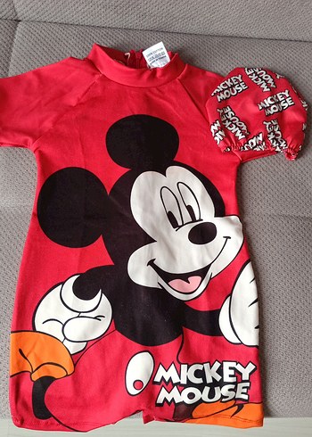 18-24 Ay Beden kırmızı Renk Mickey Mouse Baskılı Kırmızı Çocuk Atlet
