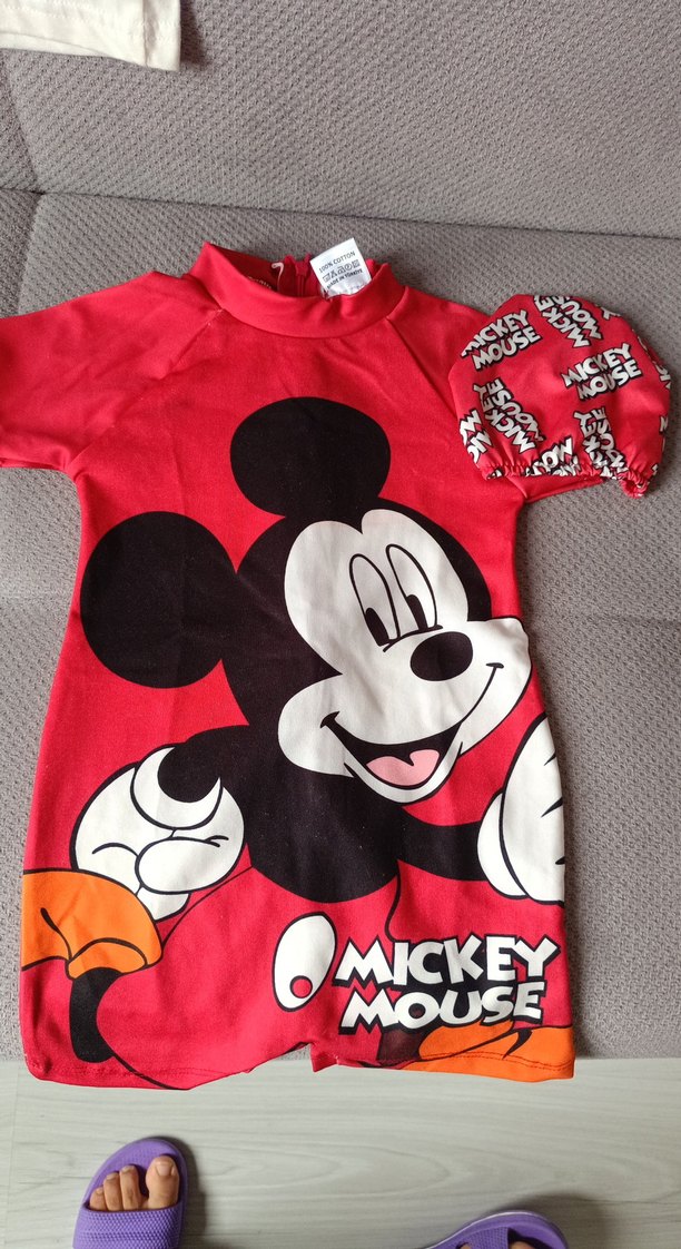Mickey Mouse Baskılı Kırmızı Çocuk Atlet - Görsel 4