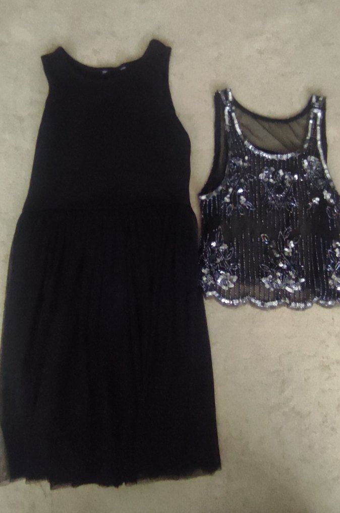 Boncuk İşlemeli Siyah Uzun Straplez Elbise - Görsel 5