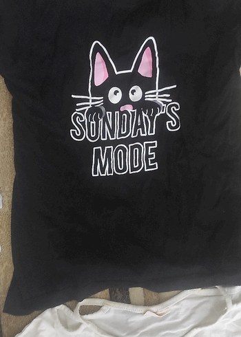 Beyaz Baskılı Kız Tişörtü, Kısa Kollu, Bol Kesim - Görsel 8