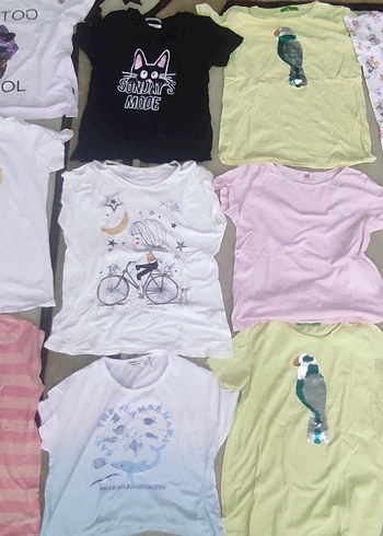 Beyaz Baskılı Kız Tişörtü, Kısa Kollu, Bol Kesim - Görsel 11