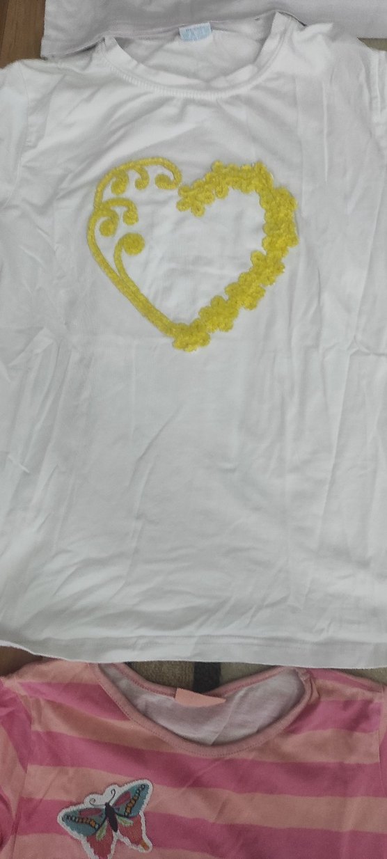 Beyaz Baskılı Kız Tişörtü, Kısa Kollu, Bol Kesim - Görsel 5