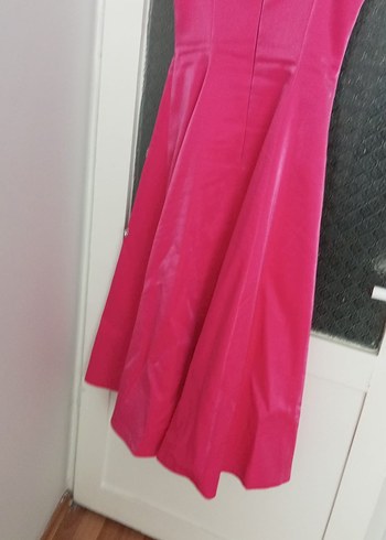 Abiye Pembe Uzun Straplez Payetli Abiye Elbise