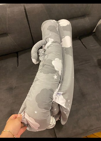 Gri Bulut ve Yıldız Desenli Bebek Uyku Yatağı - Görsel 3