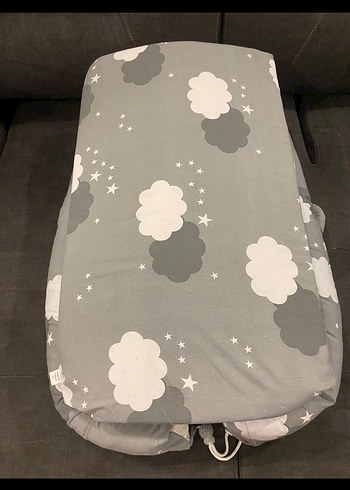 Gri Bulut ve Yıldız Desenli Bebek Uyku Yatağı - Görsel 5