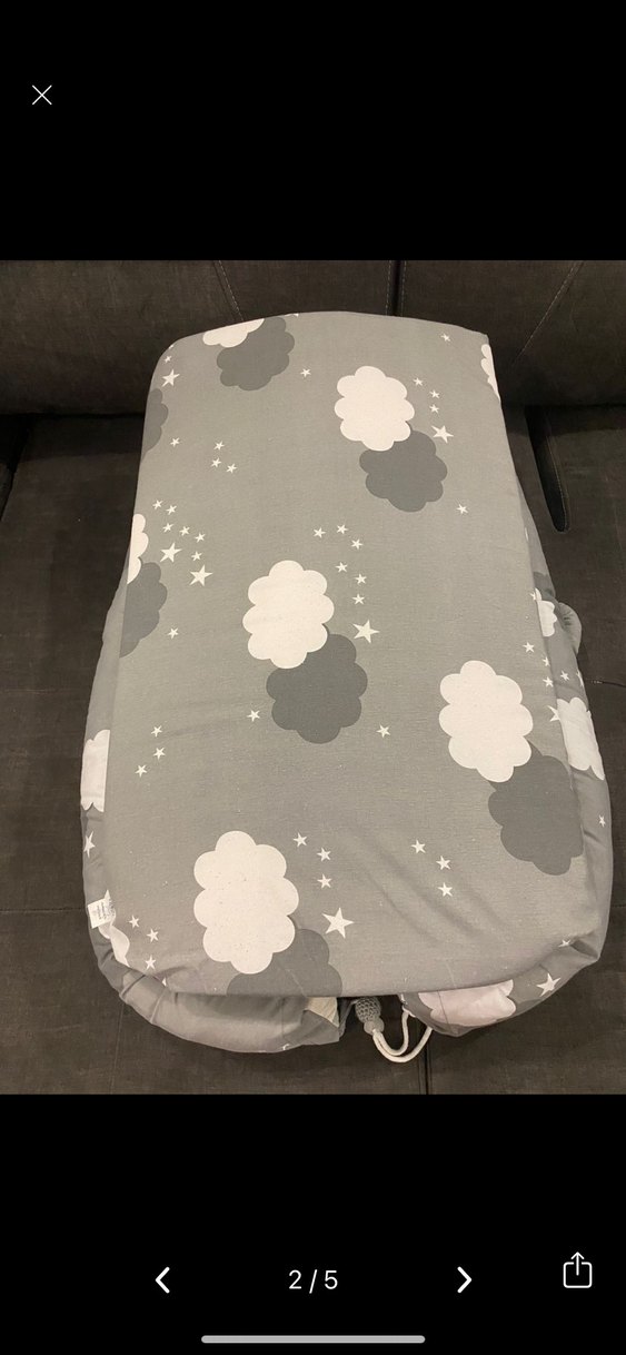 Gri Bulut ve Yıldız Desenli Bebek Uyku Yatağı - Görsel 4