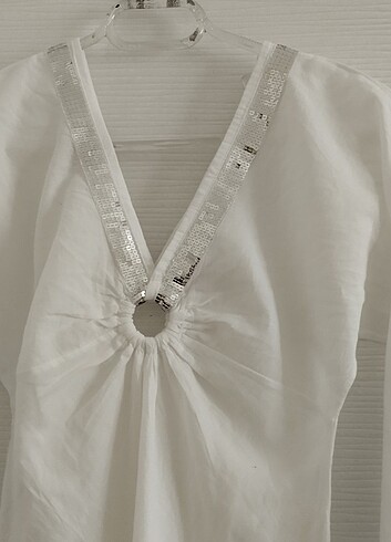 Yeni Beyaz Pul Detaylı Plaj Elbisesi - Görsel 6