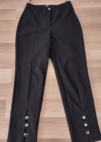 Adil Işık Düğmeli Siyah Kadın Denim Kumaş Pantolon - Görsel 5