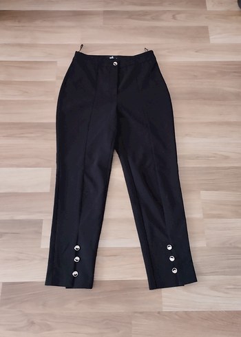 Adil Işık Düğmeli Siyah Kadın Denim Kumaş Pantolon - Görsel 6