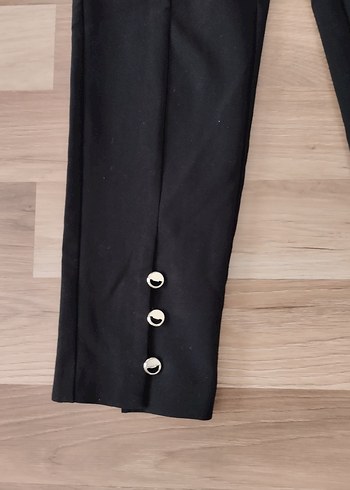 Adil Işık Düğmeli Siyah Kadın Denim Kumaş Pantolon - Görsel 3