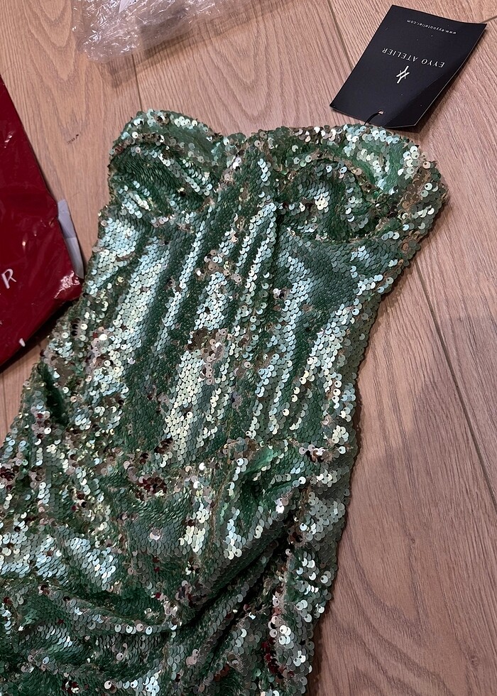 Eyyo su yeşili payet elbise - Görsel 5