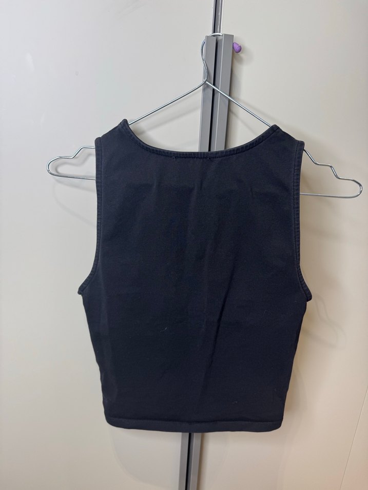 Siyah V Yakalı Kadın Denim Atlet - Görsel 2