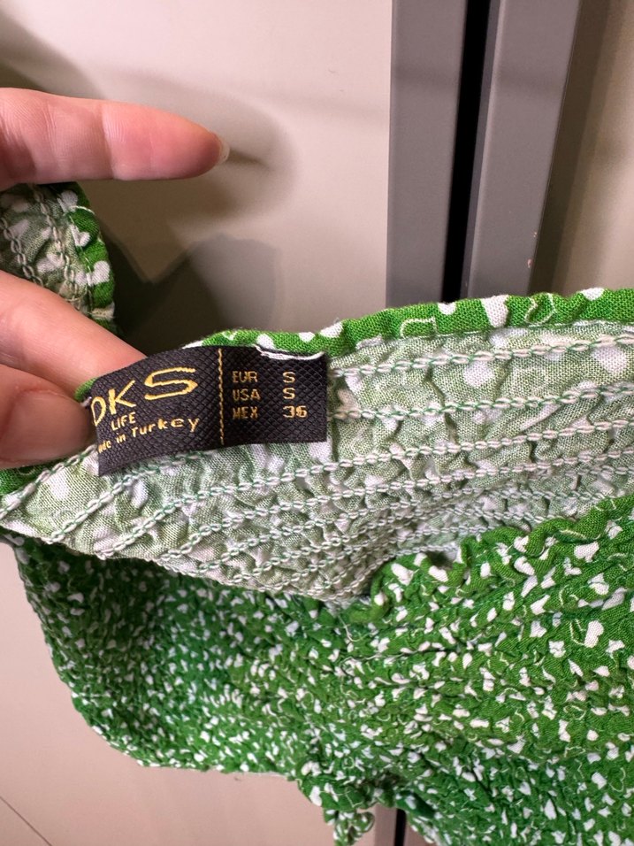 Yeşil Büzgülü Mini Straplez Bluz - Görsel 3