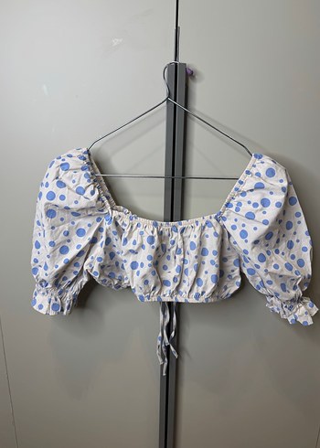 LCW Mavi Puantiyeli Crop Bluz - Görsel 6