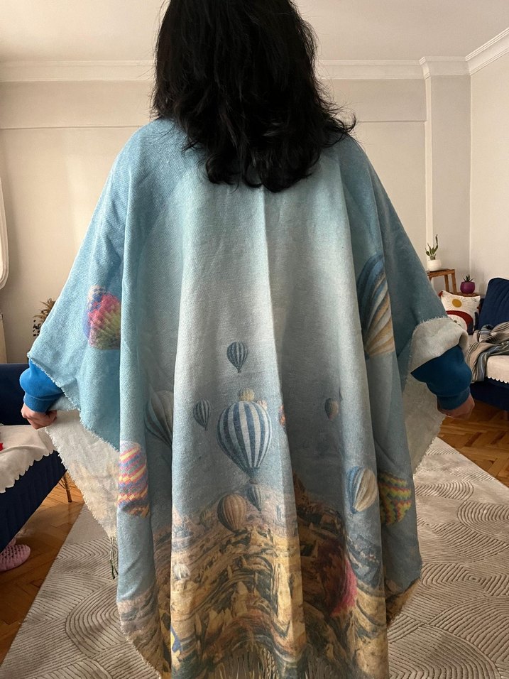 Bohem Kadın Atkı - Mavi Gri - Görsel 3