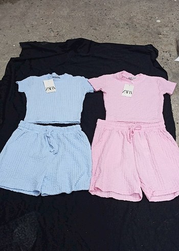17-18 years Beden Pembe Keten Rahat Kesim Kız Şort Takımı