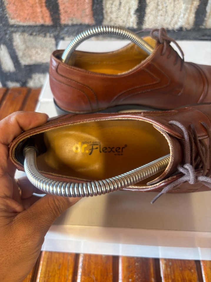 Kahverengi Vintage Deri Erkek Klasik Ayakkabı ortopedik ayakkabı - Görsel 5