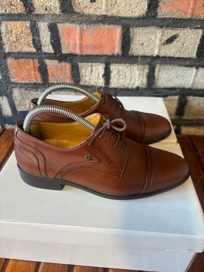 Kahverengi Vintage Deri Erkek Klasik Ayakkabı ortopedik ayakkabı - Görsel 4