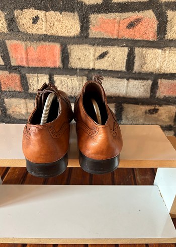 Erkek Vintage Kahverengi Deri Klasik Ayakkabı - Görsel 5