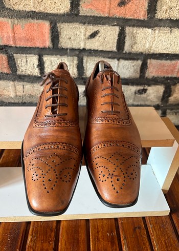 Erkek Vintage Kahverengi Deri Klasik Ayakkabı - Görsel 4