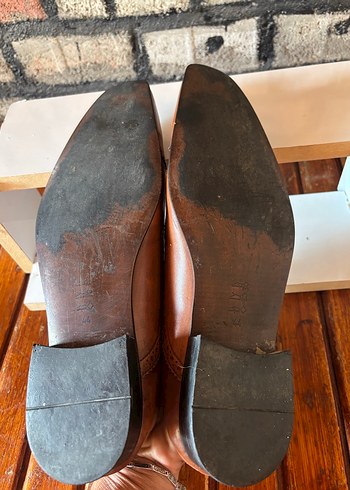 Erkek Vintage Kahverengi Deri Klasik Ayakkabı - Görsel 6