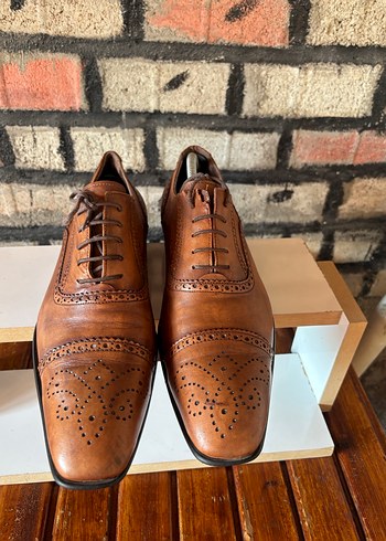 Erkek Vintage Kahverengi Deri Klasik Ayakkabı - Görsel 3