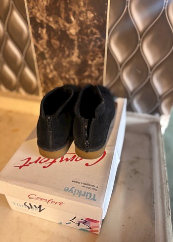 Siyah Süet Dolgu Topuklu Fermuarlı Kadın Bot - Görsel 3